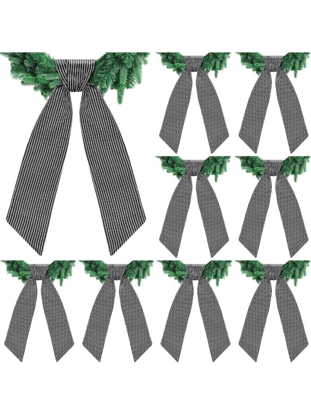 8 Pcs Black & White Stripe Wreath Sash Set | Farmhouse Decor for Parties & Doors